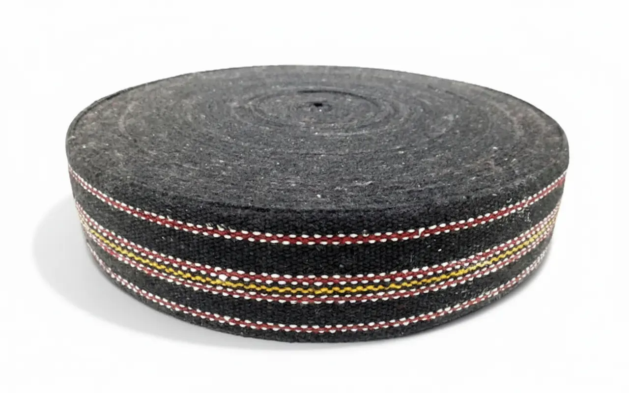 Colorful decorative plastic niwar rolls in various patterns and textures